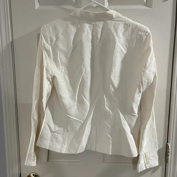NWT Lauren Ralph Lauren Vintage Y2K Cream Ivory Silk Linen Blazer Jacket Size 12